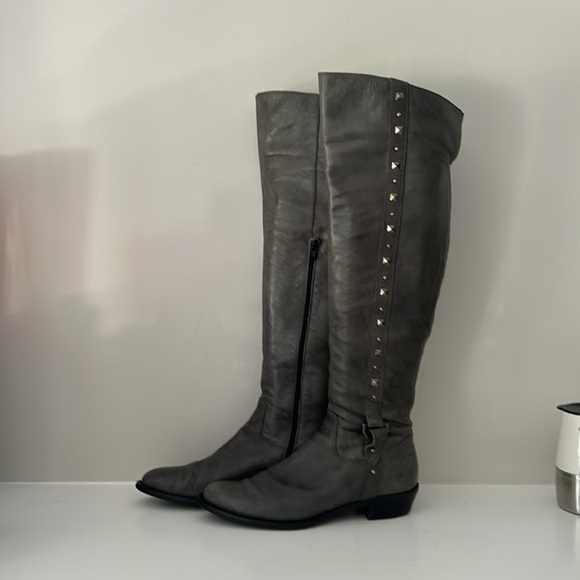 Browns Leather Studded Riding Boots Made in Italy - Picture 3 of 13